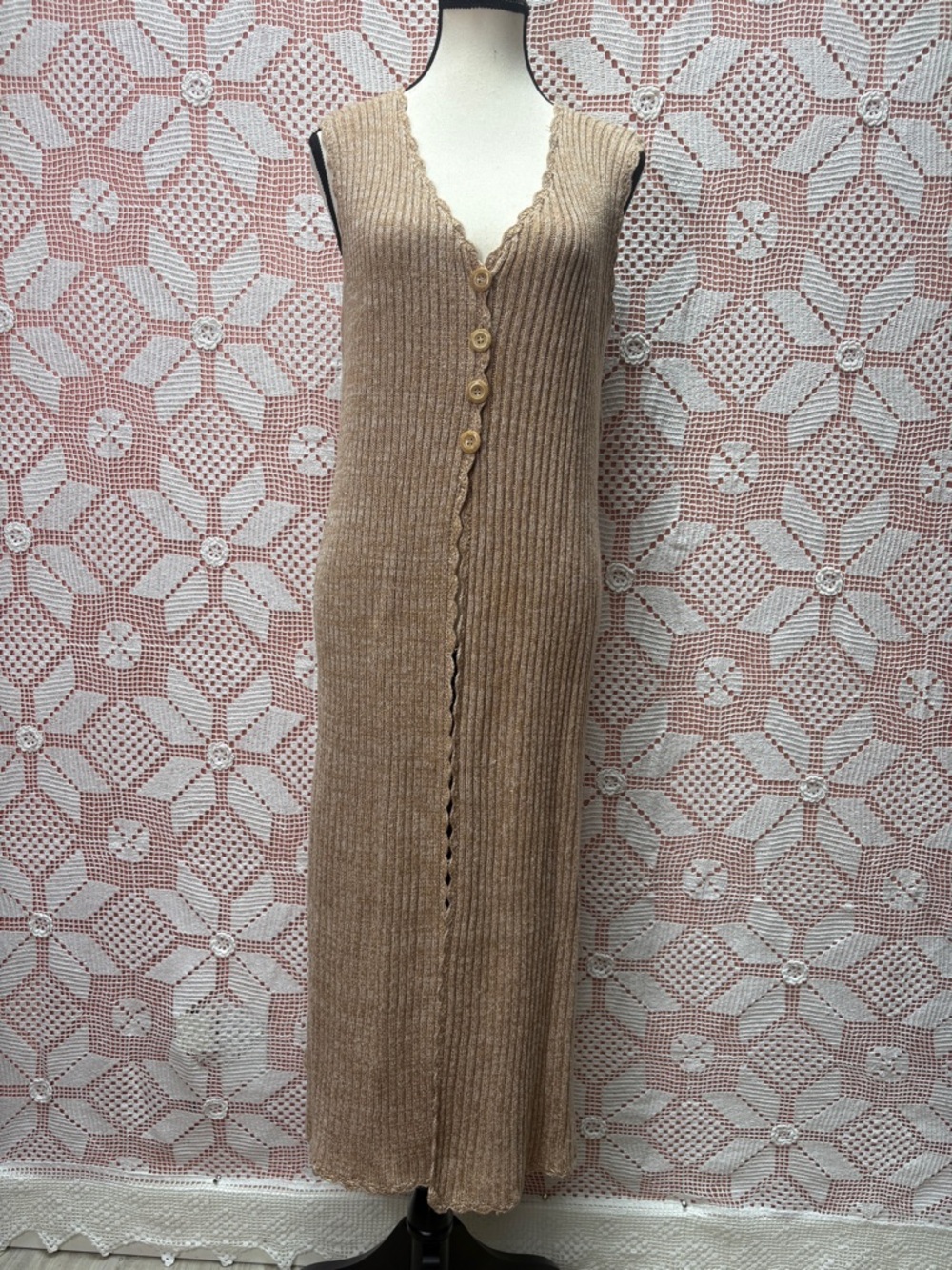 Vintage INMELONE Ribbed Longline Sweater Vest Sz S-Lg